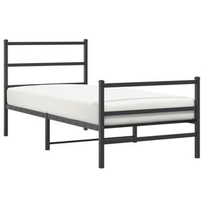 vidaXL Estrutura de cama com cabeceira e p&eacute;s 90x190 cm metal preto