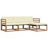 vidaXL Conjunto de Sof&aacute;s para Exterior 4 pcs Natural e Creme