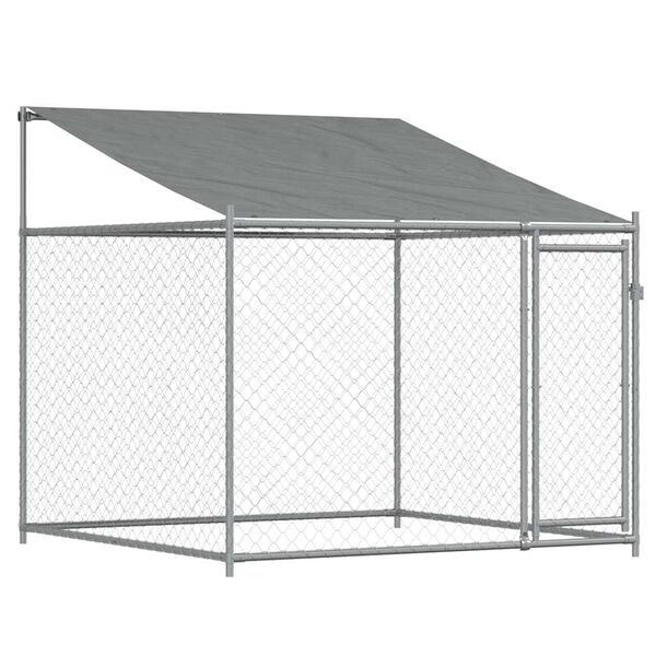 vidaXL Jaula para c&atilde;o com telhado/porta 2x2x2 m a&ccedil;o galvanizado cinza