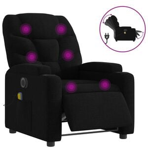 vidaXL Poltrona reclin&aacute;vel de massagens el&eacute;trica tecido preto