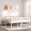 vidaXL Cama para idosos com cabeceira 160x200 cm madeira maci&ccedil;a branco