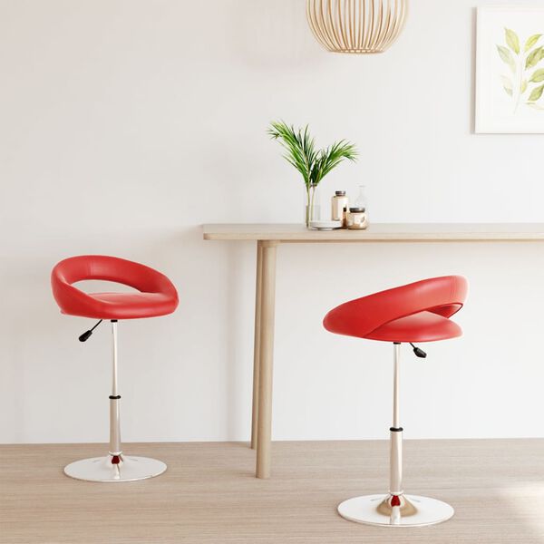 vidaXL Cadeiras de jantar girat&oacute;rias 2 pcs couro artificial vermelho