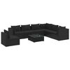 vidaXL 8 pcs conjunto lounge de jardim c/ almofad&otilde;es vime PE preto