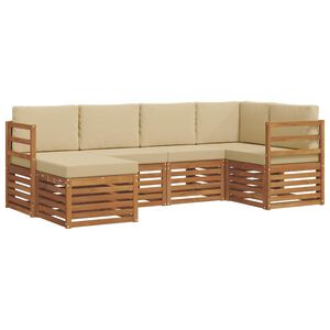 vidaXL Conjunto de Sof&aacute; Sectional com almofada 6 pcs Natural e Bege