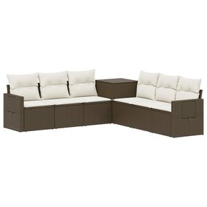 vidaXL Conjunto de Sof&aacute;s 7 unid. Marrom e Branco Creme