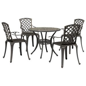 vidaXL 5 pcs conjunto de jantar para jardim alum&iacute;nio fundido bronze