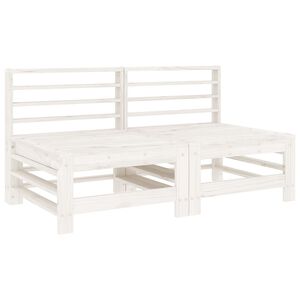 vidaXL Sof&aacute;s de centro para jardim 2 pcs madeira pinho maci&ccedil;a branco
