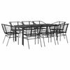 vidaXL Conjunto de jantar jardim 9 pe&ccedil;as vidro vime PE preto