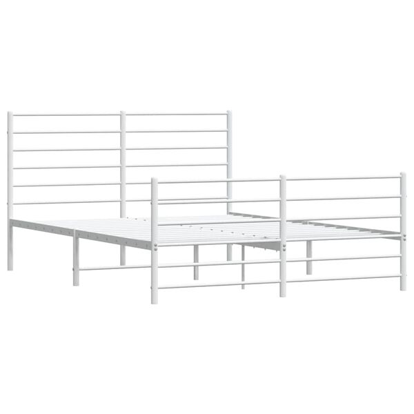 vidaXL Estrutura de cama com cabeceira e p&eacute;s 140x200 cm metal branco