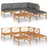 vidaXL 6 pcs conj. lounge jardim c/ almofad&otilde;es cinzentos teca maci&ccedil;a