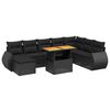 vidaXL 9 pcs conjunto de sof&aacute;s p/ jardim c/ almofad&otilde;es vime PE preto