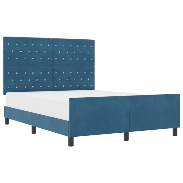 vidaXL Cama Box com cabeceira Azul Escuro 160 x 200 cm Veludo