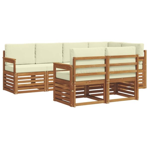 vidaXL Conjunto de Sof&aacute; Sectional com almofada 7 pcs Natural e Creme