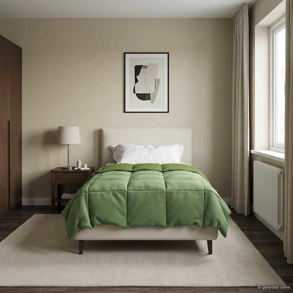 vidaXL Edredom de Inverno Colchonete Verde 155 x 200 cm Microfibra