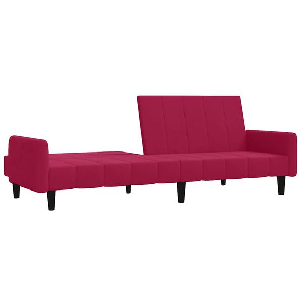 vidaXL Sof&aacute;-cama de 2 lugares veludo vermelho tinto