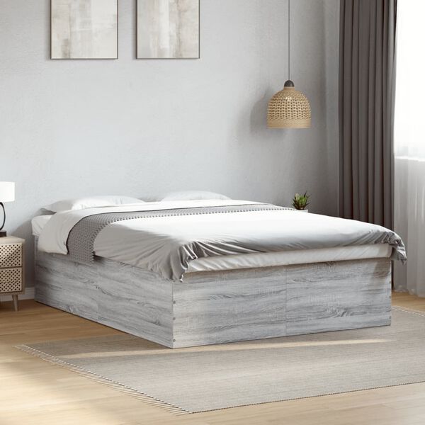 vidaXL Estrutura de cama 150x200 cm derivados de madeira cinza sonoma