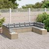 vidaXL Conjunto de Sofá de Jardim com almofada 10 pcs Bege vime PE