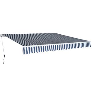 vidaXL Toldo dobr&aacute;vel manual 400 cm azul/branco