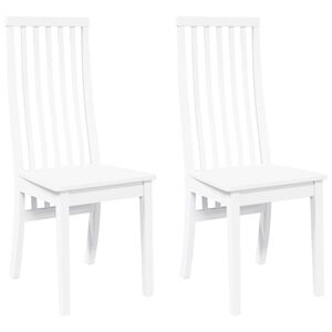 vidaXL Cadeiras de jantar 2 pcs madeira de seringueira maciça branco