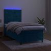 vidaXL Cama box spring c/ colch&atilde;o/LED 90x200 cm veludo azul-escuro