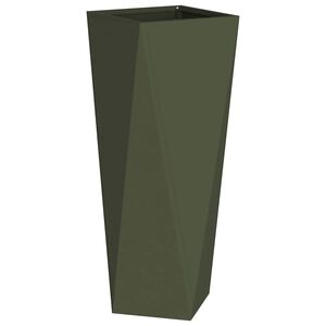 vidaXL Floreira Verde Oliva 30 x 30 x 75 cm A&ccedil;o