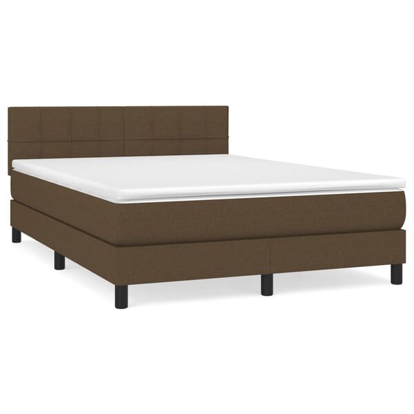vidaXL Cama com molas/colch&atilde;o 140x190 cm tecido castanho-escuro