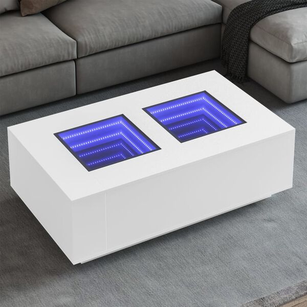 vidaXL Mesa de centro luzes LED Infinity 116x69x40 cm branco