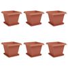 vidaXL Vasos de Plantas 6 unid. Vermelho Tijolo Pl&aacute;stico