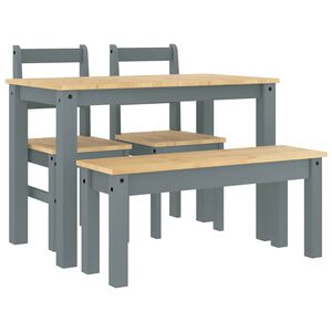 vidaXL 4 pcs conjunto de jantar PANAMA madeira pinho maci&ccedil;a cinzento