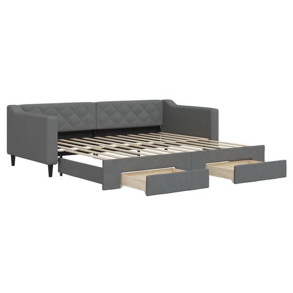 vidaXL Sof&aacute;-cama c/ gavet&atilde;o e gavetas 90x200 cm tecido cinzento-escuro