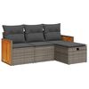 vidaXL 4 pcs conjunto sof&aacute;s de jardim c/ almofad&otilde;es vime PE cinzento