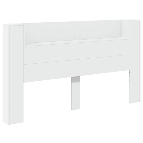 vidaXL Cabeceira com Arm&aacute;rio e LED Branco 180 x 16,5 x 103,5 cm
