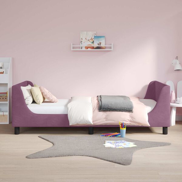 vidaXL Estrutura de Cama Infantil com Cabeceira Roxo 90 x 190 cm