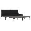 vidaXL 3 pcs conj. lounge jardim vime PE semicircular cinzento-escuro
