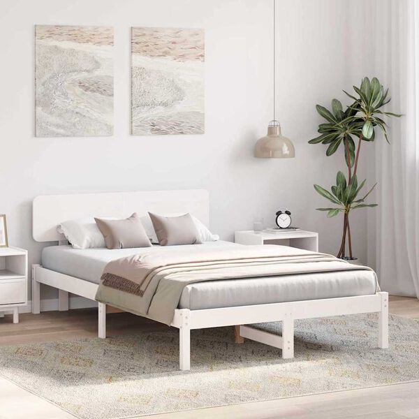 vidaXL Estrutura da Cama com cabeceira Branco 140 x 190 cm