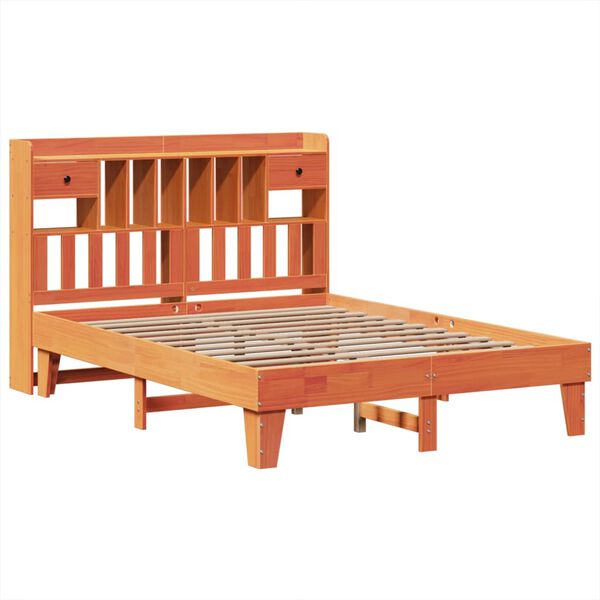 vidaXL Cama sem colch&atilde;o 150x200 cm madeira pinho maci&ccedil;a castanho-mel