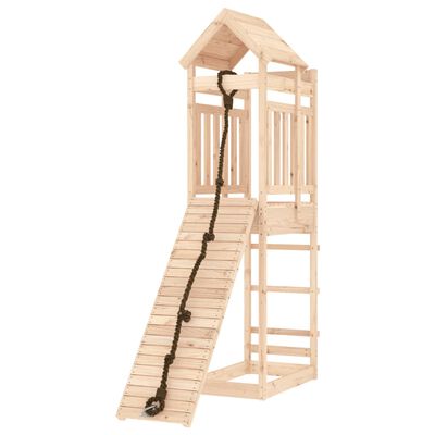 vidaXL Casa de brincar com parede de escalar madeira de pinho maciça