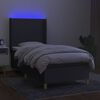vidaXL Cama box spring c/ colch&atilde;o e LED 80x200 cm tecido cinza-escuro
