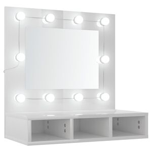 vidaXL Arm&aacute;rio espelhado com LED 60x31,5x62 cm branco brilhante