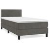 vidaXL Cama com molas/colch&atilde;o 80x200 cm veludo cinza-escuro