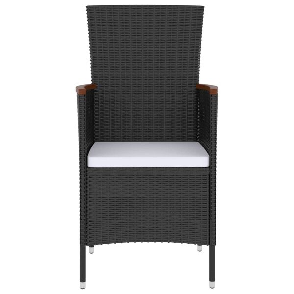 vidaXL 5 pcs conjunto jantar exterior com almofad&otilde;es vime PE preto