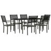 vidaXL 7 pcs conjunto de jantar para jardim a&ccedil;o e textilene preto