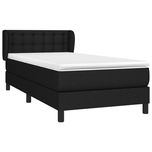 vidaXL Cama com molas/colch&atilde;o 90x190 cm tecido preto