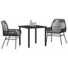 vidaXL Conjunto de Jantar para Jardim com almofada 3 pcs Preto vime PE