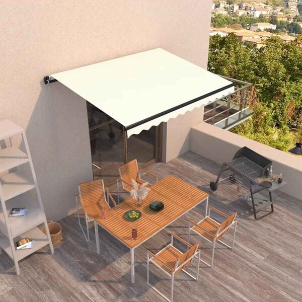 vidaXL Toldo retr&aacute;til manual 350x250 cm cor creme