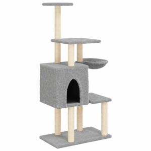 vidaXL &Aacute;rvore p/ gatos c/ postes arranhadores sisal 131 cm cinza-claro