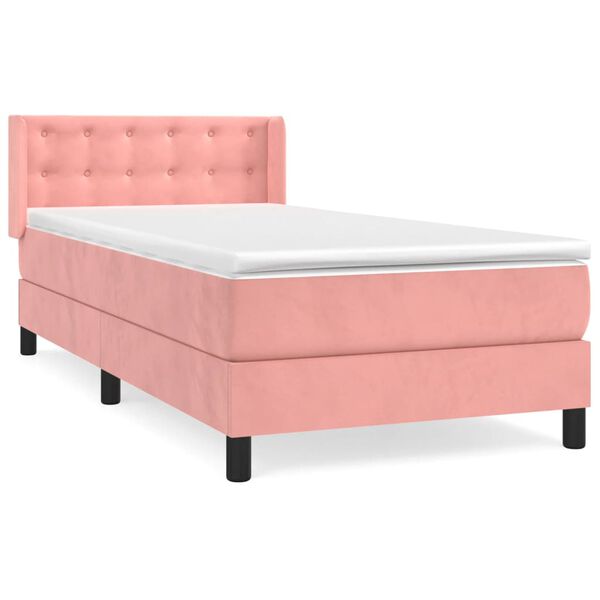 vidaXL Cama com molas/colch&atilde;o 100x200 cm veludo rosa