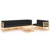 vidaXL 7 pcs conjunto lounge de jardim c/ almofad&otilde;es pinho maci&ccedil;o
