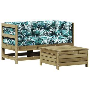vidaXL 3 pcs conjunto lounge de jardim c/ almofad&otilde;es pinho impregnado