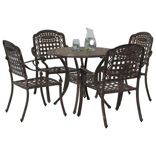 vidaXL Conjunto de Jantar para Jardim 5 pcs Bronze 90 x 90 x 75 cm